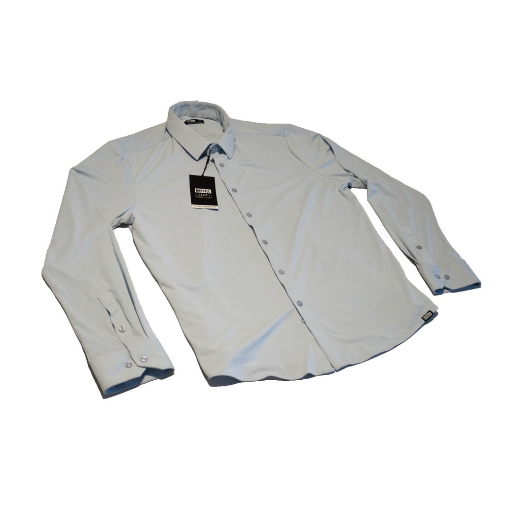 NWT Barbell Apparel Motive Dress Shirt Mens Large Blue Tailored Athletic Fit
